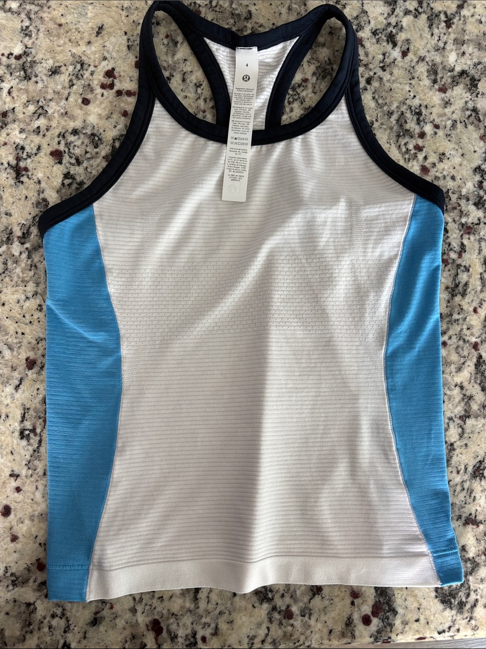 NWOT Lululemon swiftly White and Light Blue Racerback